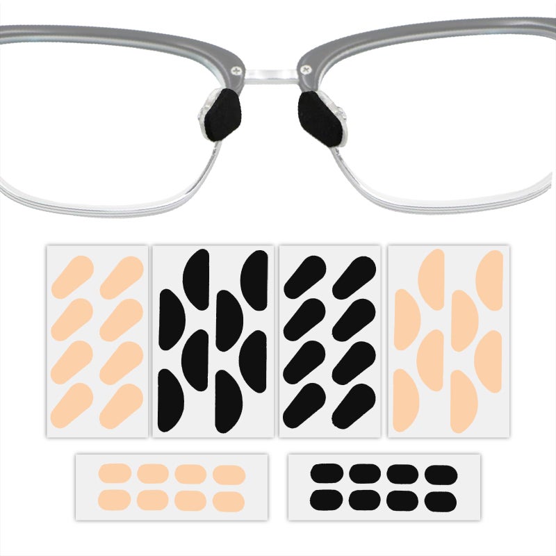HYSENE Eyeglass Nose Pads, 24 Pairs Nose Cushions for Eyeglasses, Eye Glasses Nose Pads Non Slip, Elastic Soft Nose Pads for Eyeglasses,Stick On Nose Pads for Glasses (Skin Color, Black) - Image 1